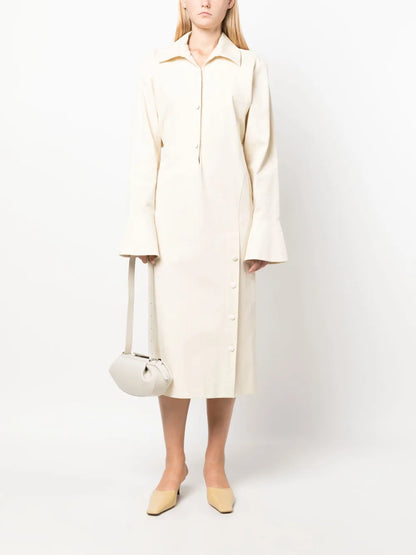 Button-Up Long-Sleeves Dress