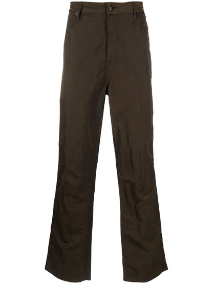 Crinckled-Finish Straight-Leg Trousers