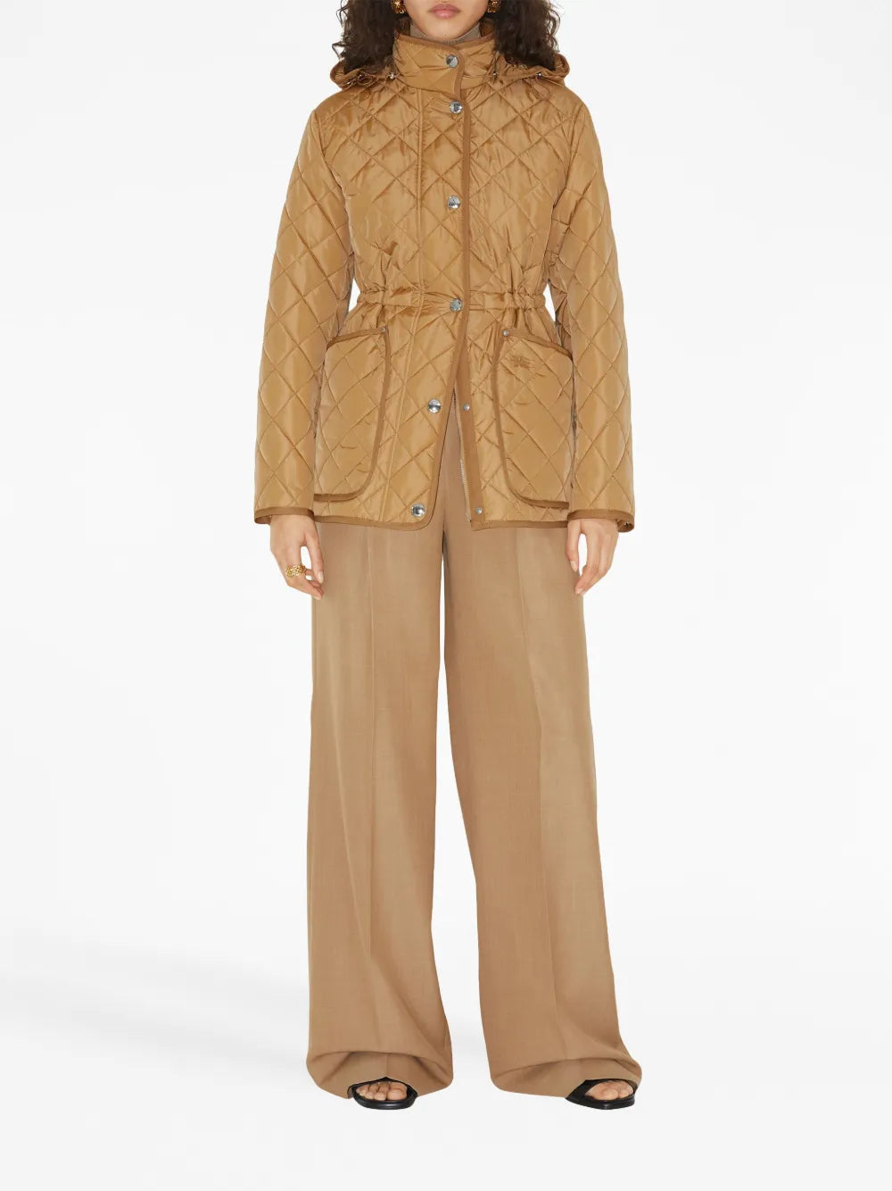 Diamond-Quilted Hooded Jacket