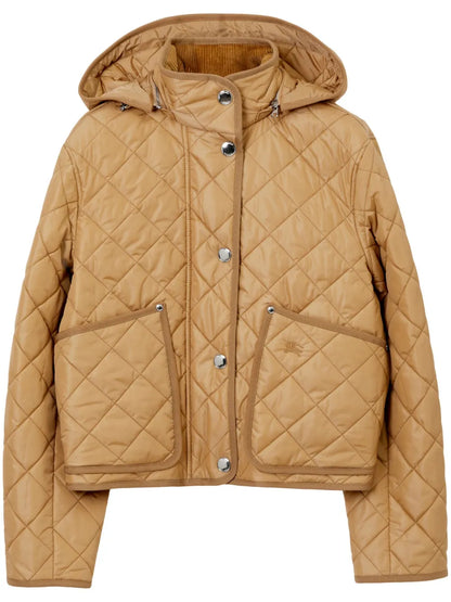 Diamond-Quilted Hooded Jacket