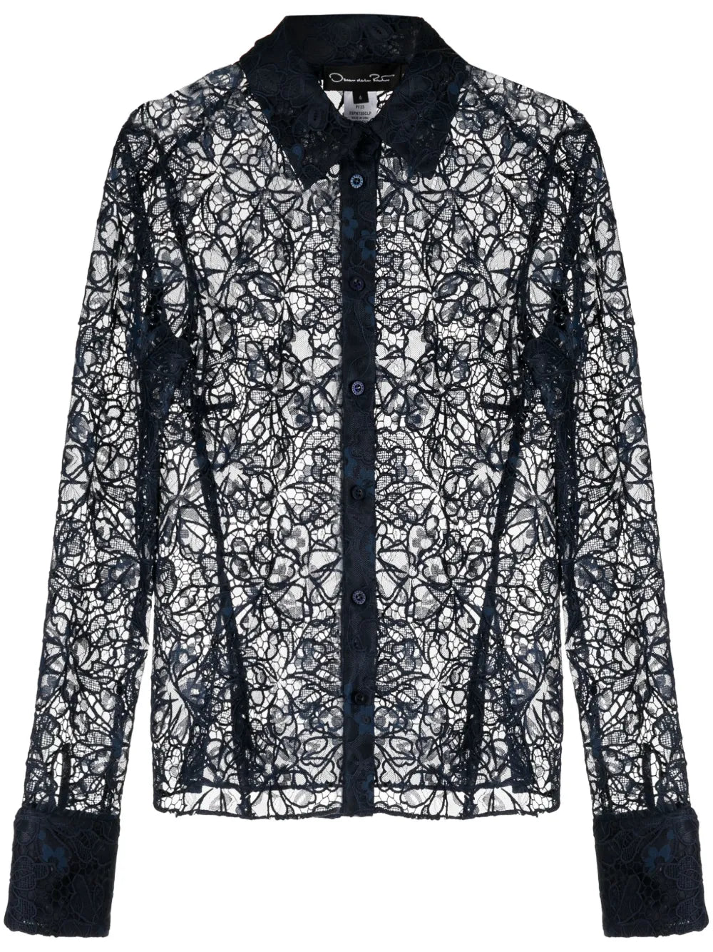 Floral-Lace Semi-Sheer Shirt