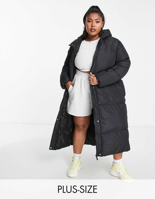 Plus Jodie Maxi Puffer Coat With Hood