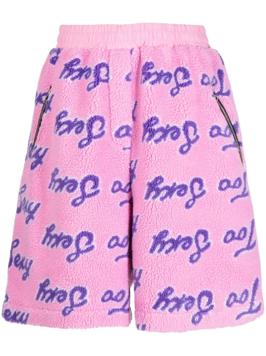 Graphic-Print Textured Track Shorts
