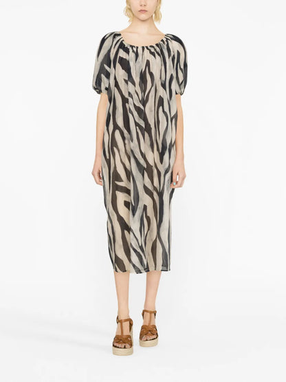 Capri Zebra-Print Maxi Dress