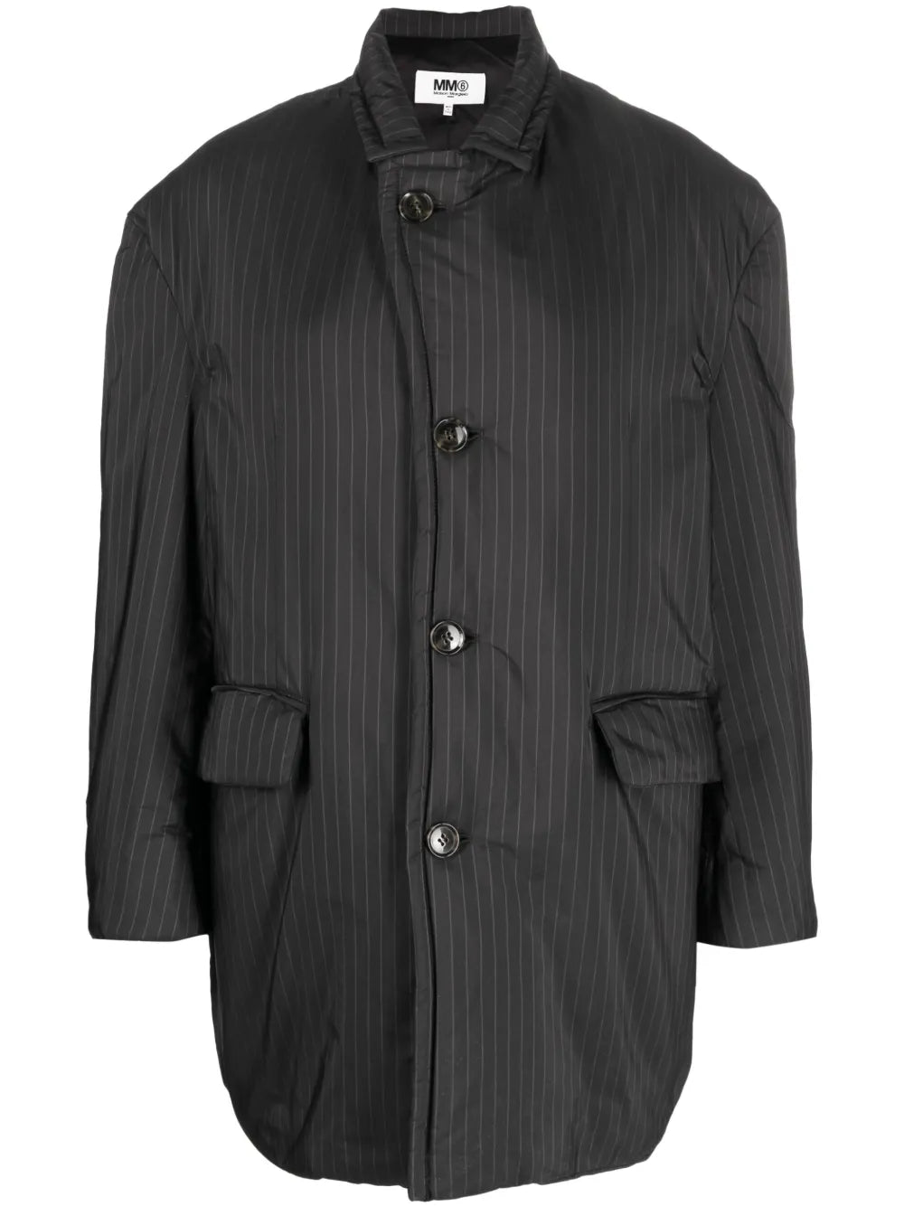 Pinstripe Button-Fastening Jacket