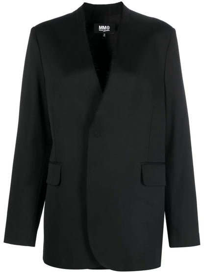 Collarless Single-Breasted Blazer