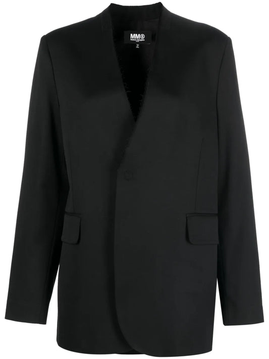 Collarless Single-Breasted Blazer