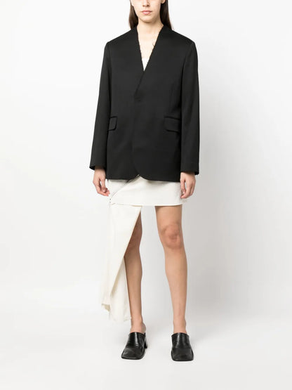 Collarless Single-Breasted Blazer