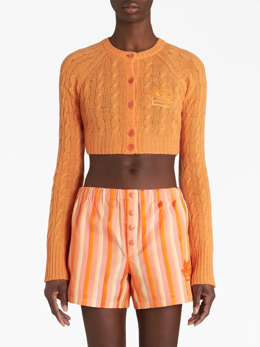 Cable-Knit Cropped Cardigan
