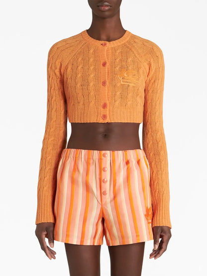 Cable-Knit Cropped Cardigan