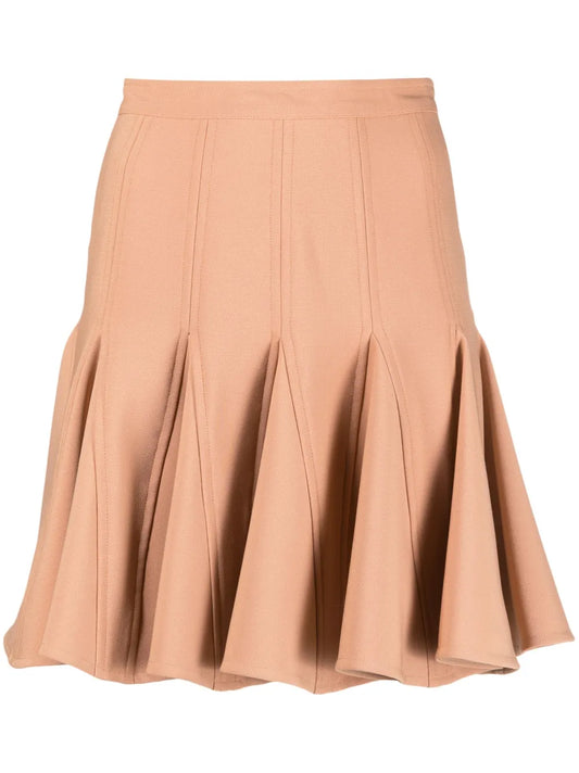 Pleated-Edge Stretch-Design Skirt