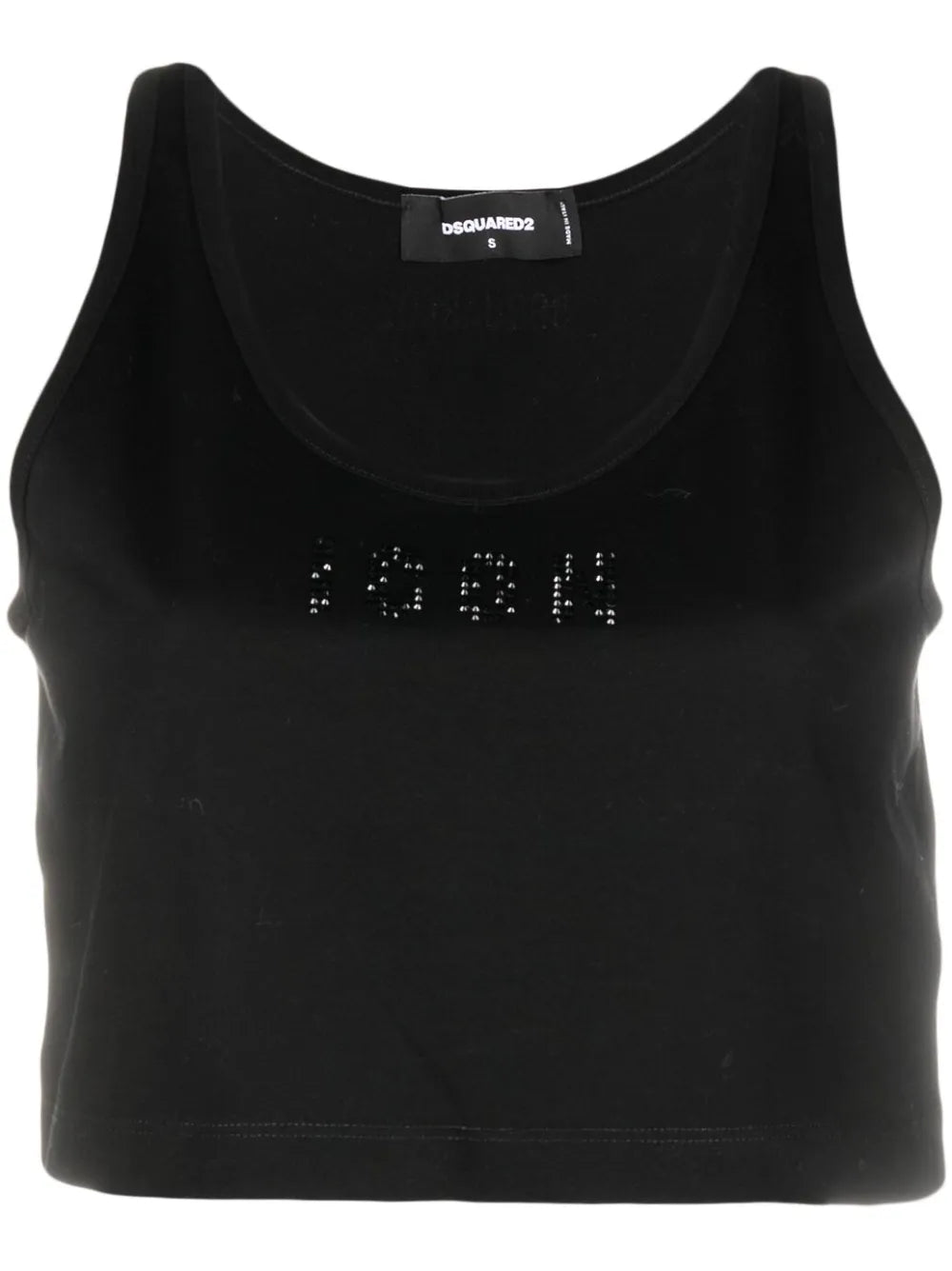 Icon Rhinestone-Embellished Cotton Crop Top