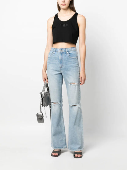 Icon Rhinestone-Embellished Cotton Crop Top