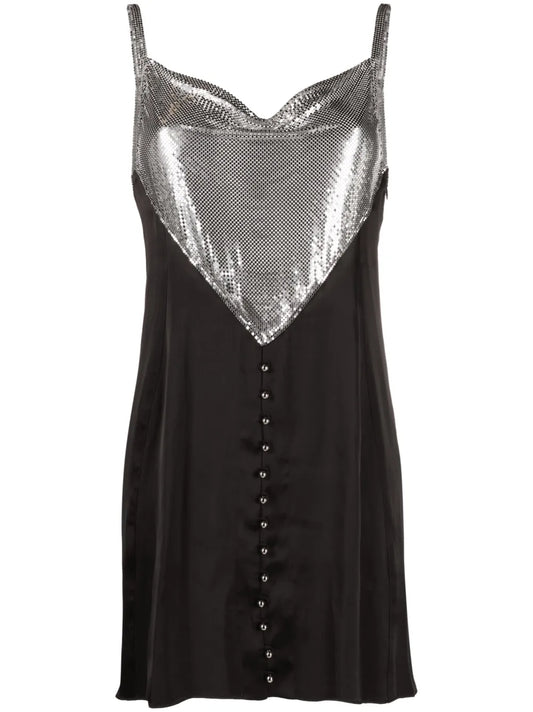 Mesh-Panel Slip Minidress