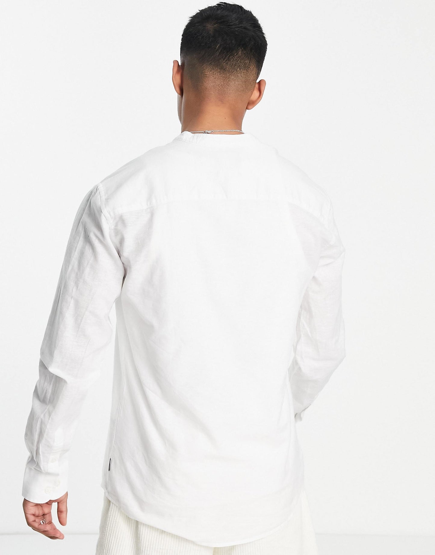 Linen Mix Grandad Collar Shirt