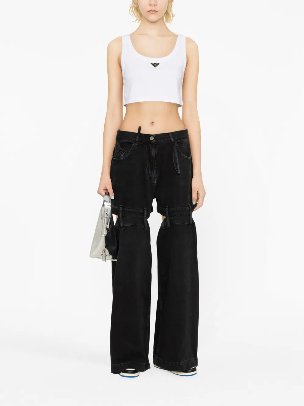 Cut-Out Wide-Leg Jeans
