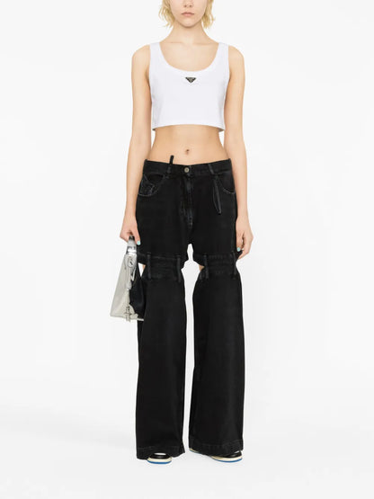 Cut-Out Wide-Leg Jeans