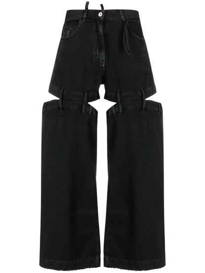 Cut-Out Wide-Leg Jeans