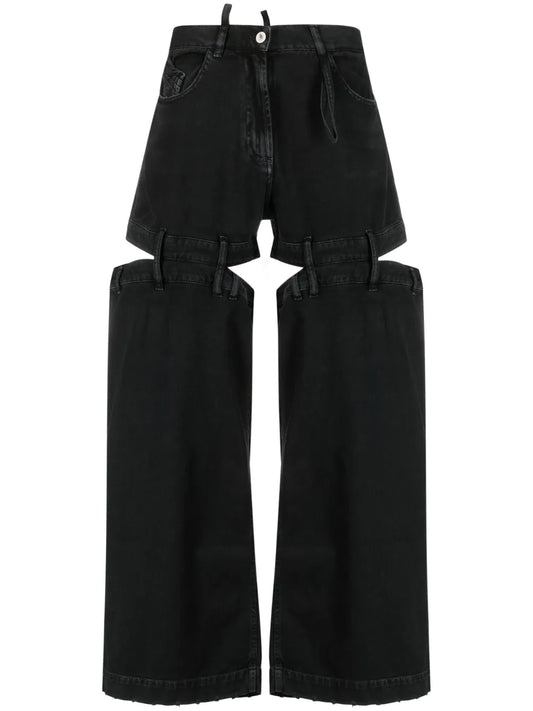 Cut-Out Wide-Leg Jeans