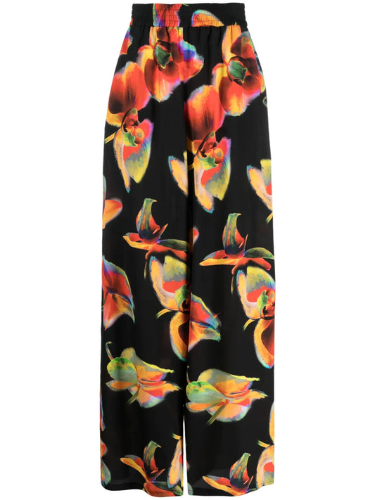 Solarised Orchid-Print Wide-Leg Trousers