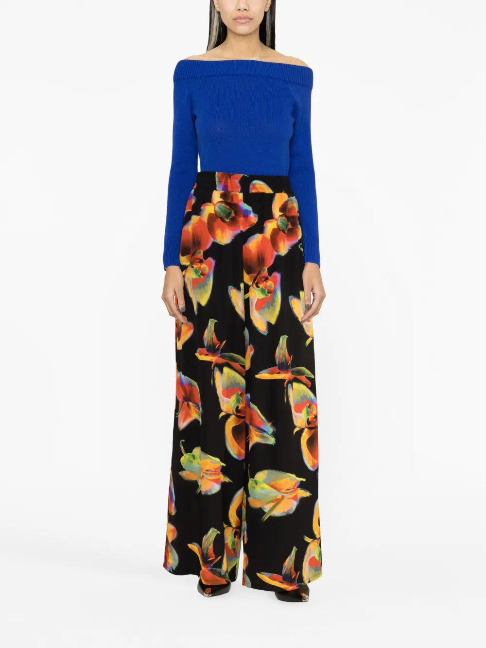 Solarised Orchid-Print Wide-Leg Trousers