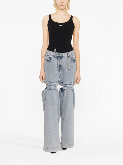 Ashton Cut-Out Wide-Leg Jeans