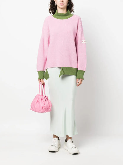 Asymmetric Raw-Edge Ribbed Jumper