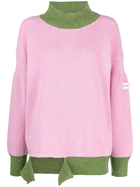 Asymmetric Raw-Edge Ribbed Jumper