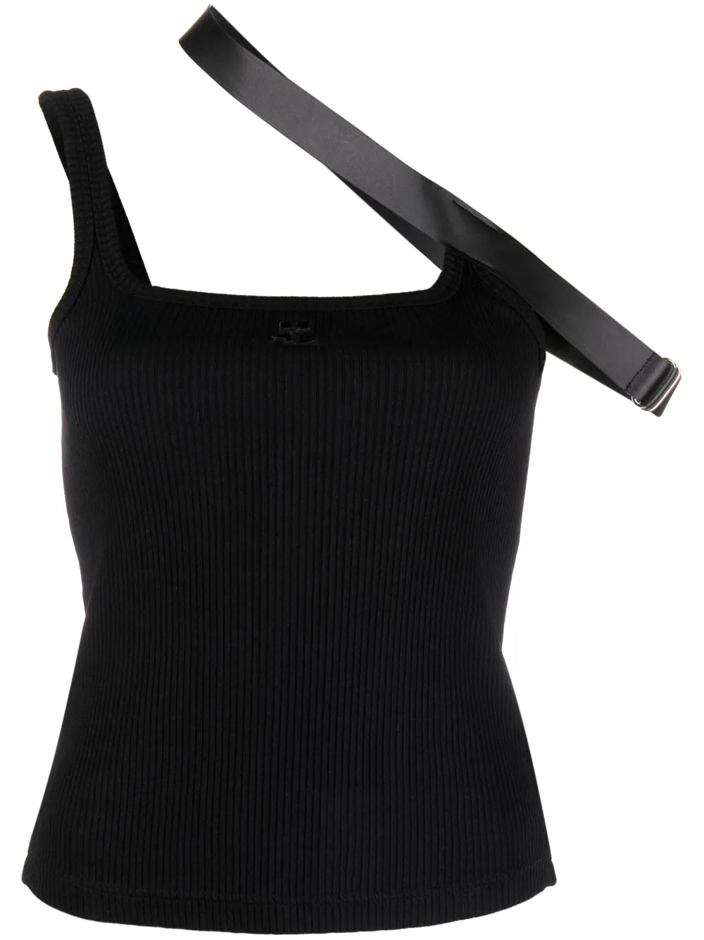 Strap-Detail Ribbed Tank Top