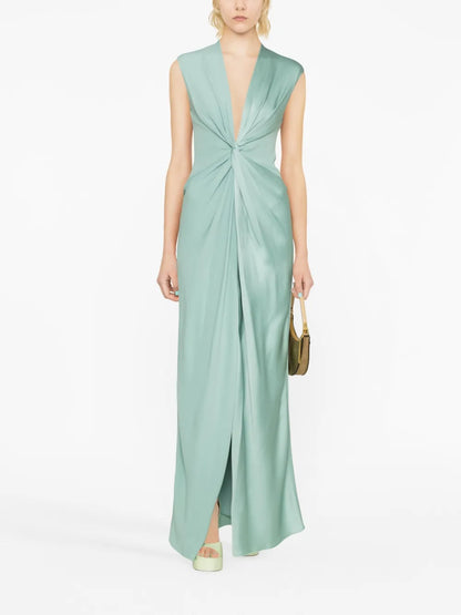 Satin-Finish Maxi Dress