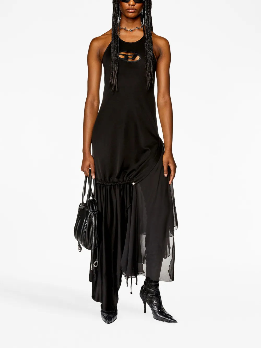 D-Salilar-Od Halterneck Asymmetric Minidress