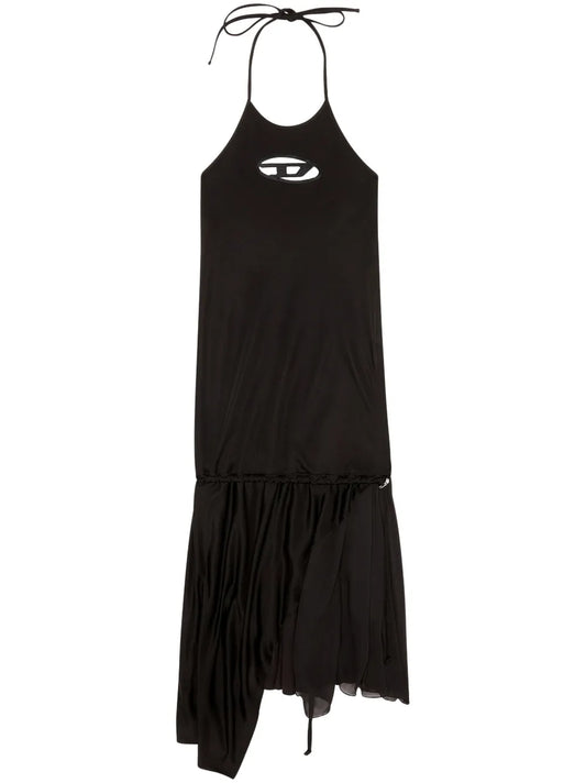 D-Salilar-Od Halterneck Asymmetric Minidress