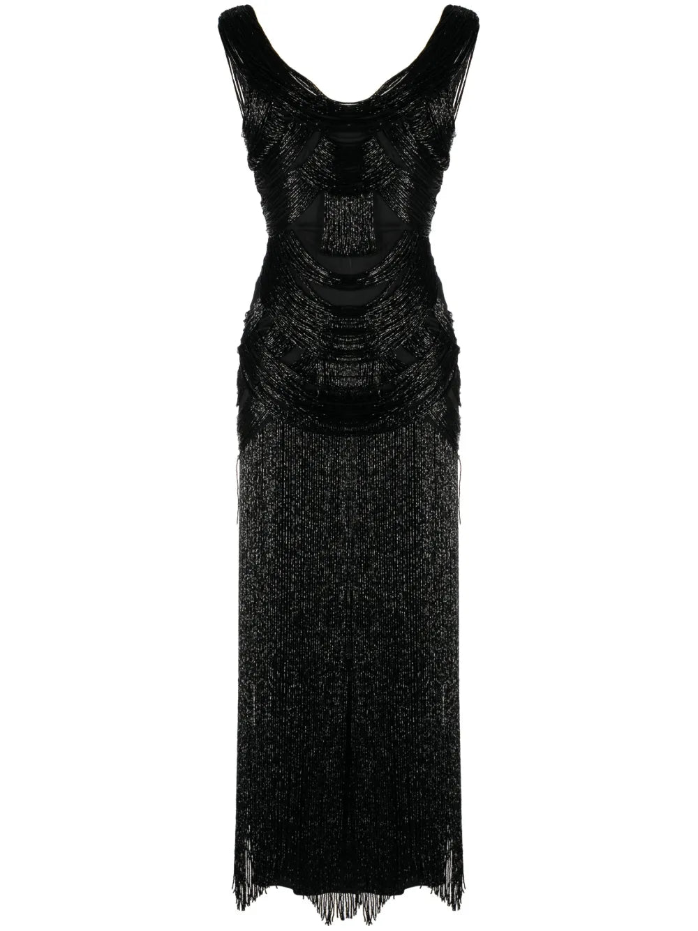 Fringe-Embellishment Maxi Dress