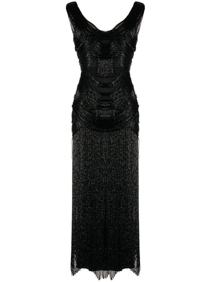 Fringe-Embellishment Maxi Dress