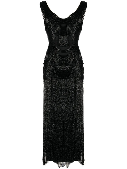 Fringe-Embellishment Maxi Dress