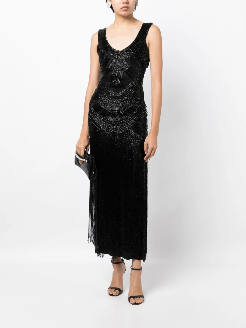 Fringe-Embellishment Maxi Dress