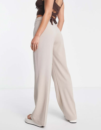 Petite Wide Leg Slouchy Dad Tailored Trousers