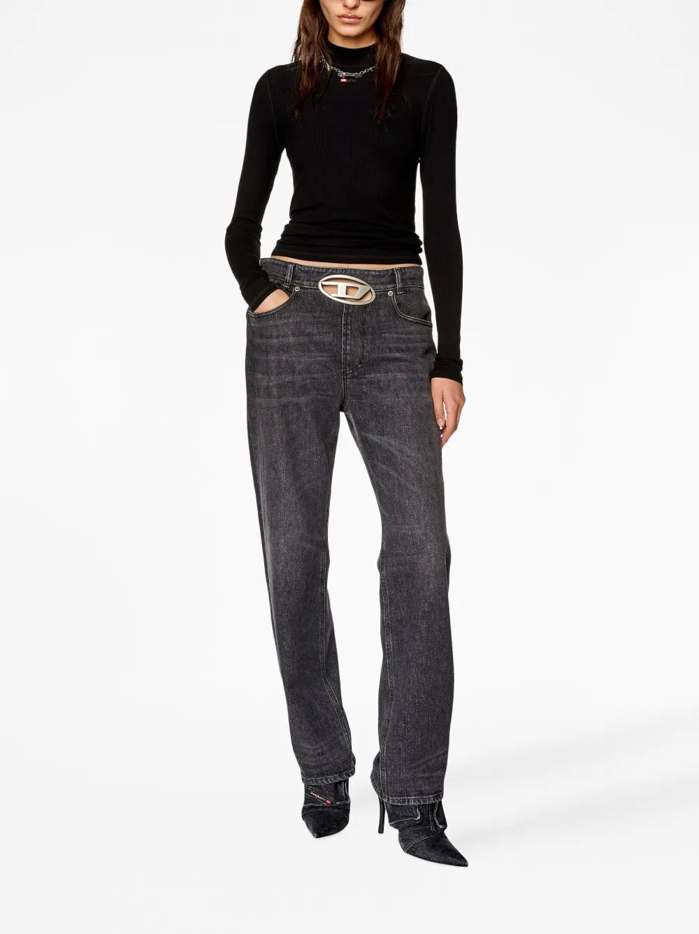 T-Mokky-Ls-Microdiv Mock-Neck Top