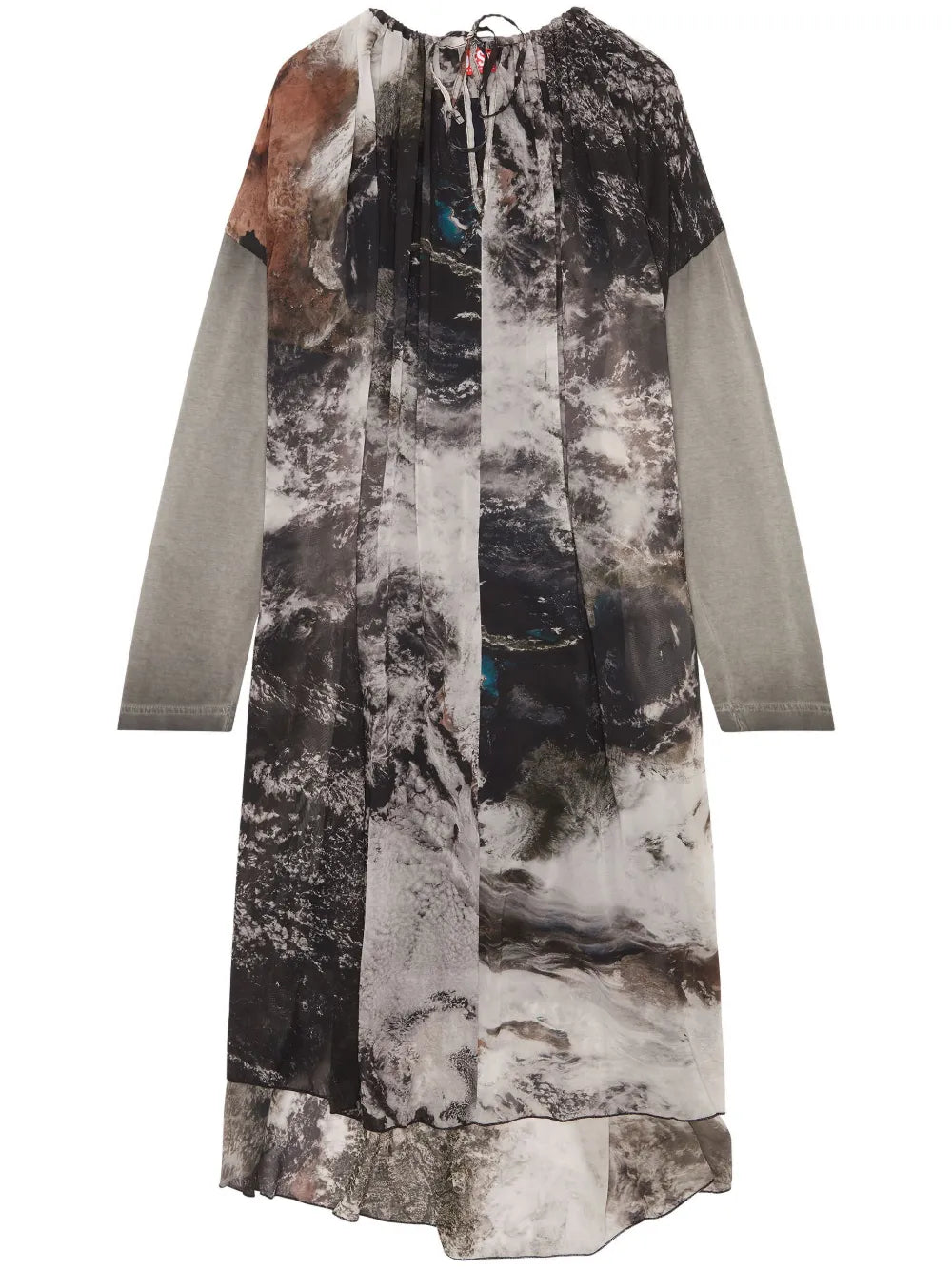 D-Lav Planet-Print Drawstring Midi Dress
