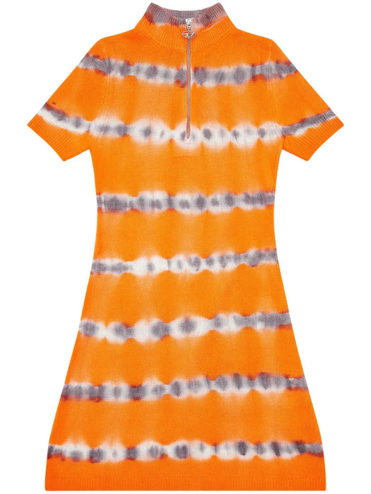 M-Zafora Tie-Dye Half-Zip Wool Minidress