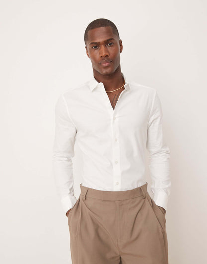 Formal Skinny Fit Oxford Shirt With Double Cuff