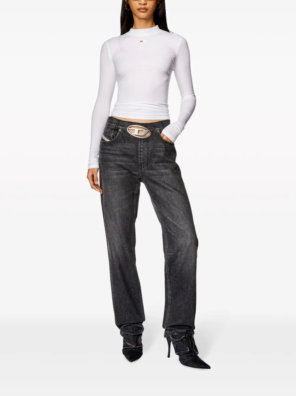 T-Mokky-Ls-Microdiv Mock-Neck Top