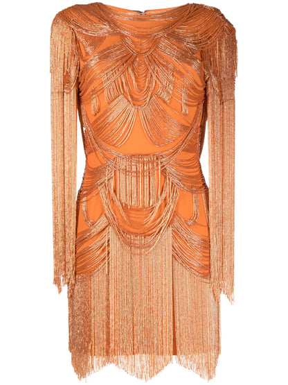 Fringe-Embellished Fitted Minidress