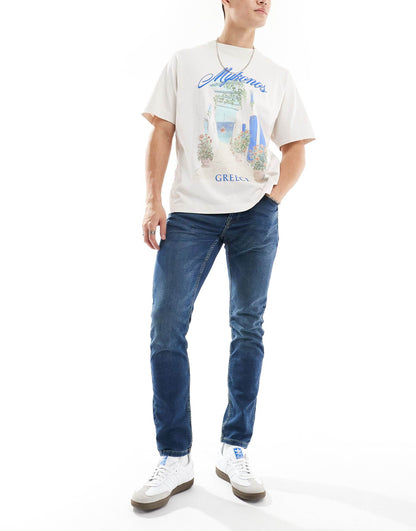 Slim Fit Mid Wash Blue Jeans