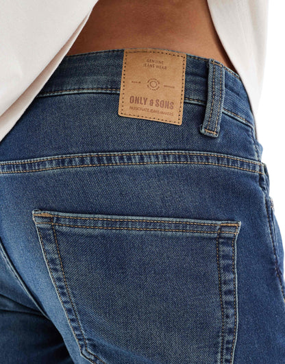 Slim Fit Mid Wash Blue Jeans