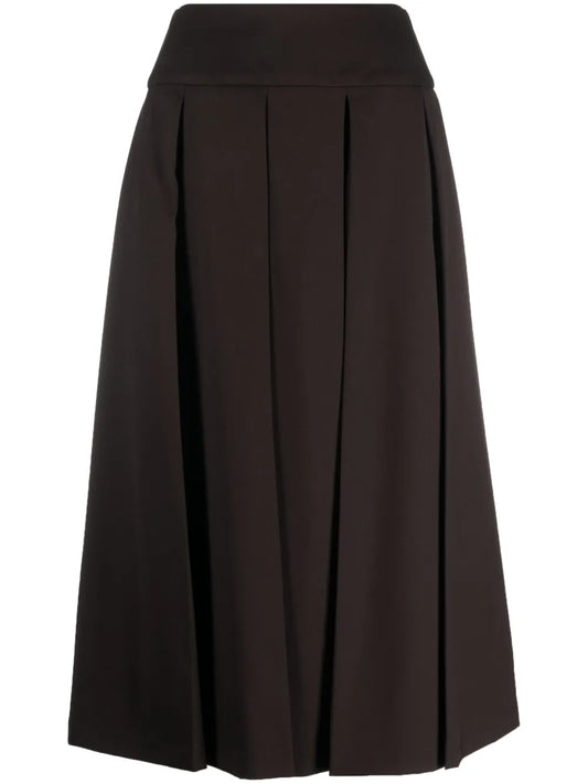 Pleated Virgin-Wool Midi Skirt
