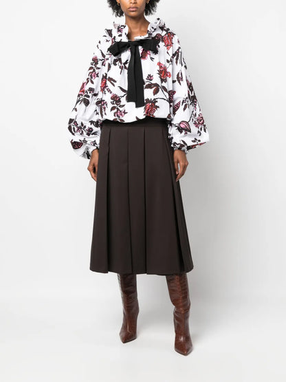 Pleated Virgin-Wool Midi Skirt