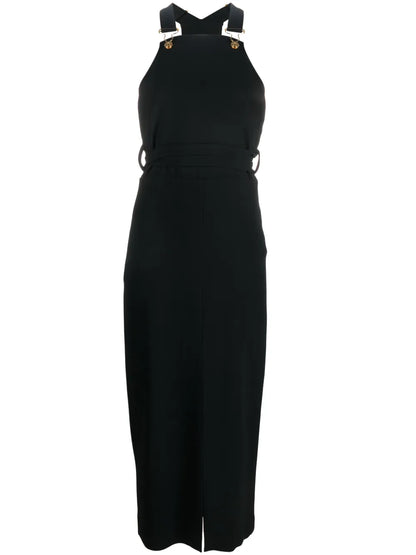Front-Slit Dungaree Dress