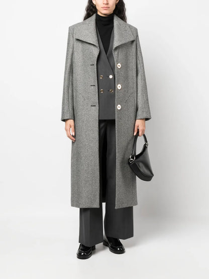 Stripe-Pattern Virgin Wool Coat