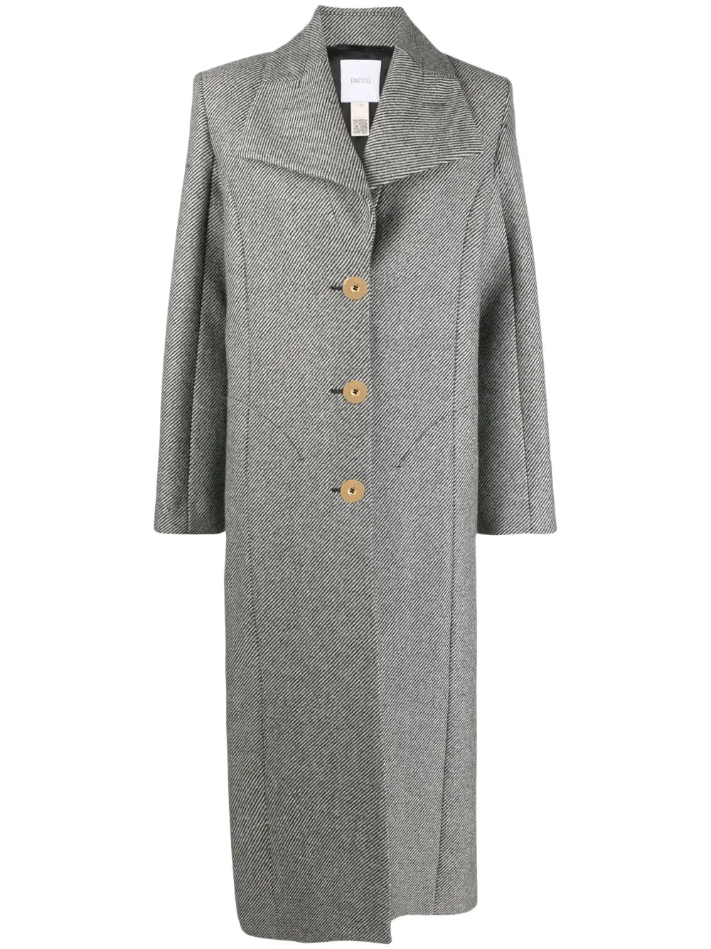 Stripe-Pattern Virgin Wool Coat